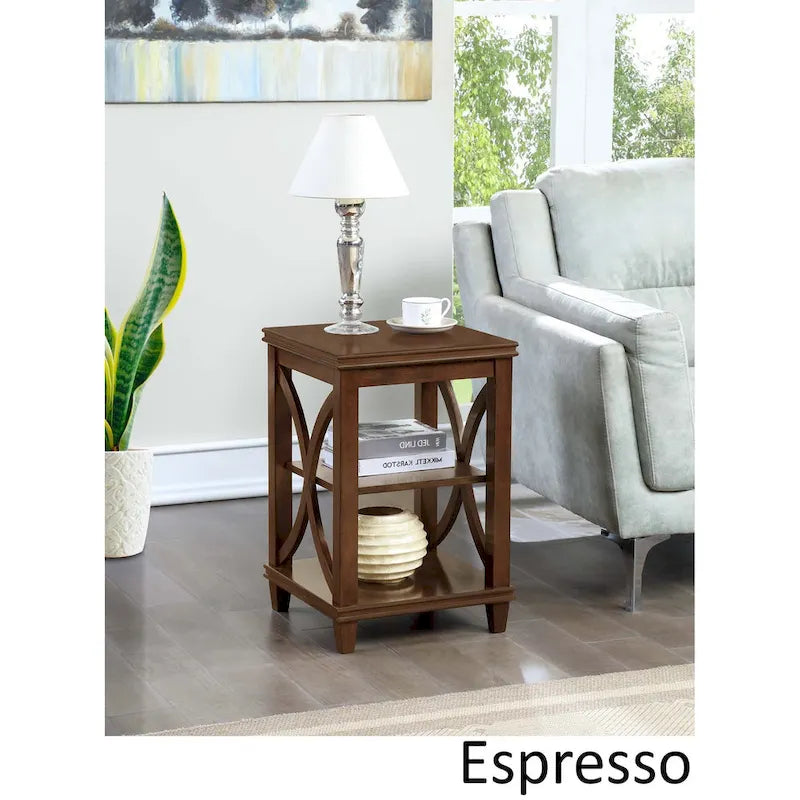 Black / Driftwood / Espresso End Table with Shelves, 1-Person