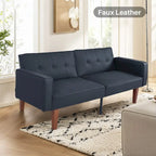 Mid-Century Convertible Loveseat Sofa Bed – Green / Brown / Grey / Beige / Black / Blue, 2-Seater