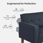 Mid-Century Convertible Loveseat Sofa Bed – Green / Brown / Grey / Beige / Black / Blue, 2-Seater