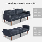 Mid-Century Convertible Loveseat Sofa Bed – Green / Brown / Grey / Beige / Black / Blue, 2-Seater