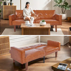 Mid-Century Convertible Loveseat Sofa Bed – Green / Brown / Grey / Beige / Black / Blue, 2-Seater