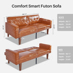 Mid-Century Convertible Loveseat Sofa Bed – Green / Brown / Grey / Beige / Black / Blue, 2-Seater
