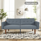 Mid-Century Convertible Loveseat Sofa Bed – Green / Brown / Grey / Beige / Black / Blue, 2-Seater