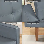 Mid-Century Convertible Loveseat Sofa Bed – Green / Brown / Grey / Beige / Black / Blue, 2-Seater