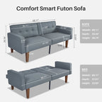 Mid-Century Convertible Loveseat Sofa Bed – Green / Brown / Grey / Beige / Black / Blue, 2-Seater