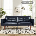 Mid-Century Convertible Loveseat Sofa Bed – Green / Brown / Grey / Beige / Black / Blue, 2-Seater