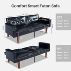 Mid-Century Convertible Loveseat Sofa Bed – Green / Brown / Grey / Beige / Black / Blue, 2-Seater