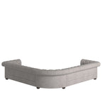 Beige / Grey / Brown Linen, Velvet & Leather Chesterfield L-Shaped Sectional, 7-Seat