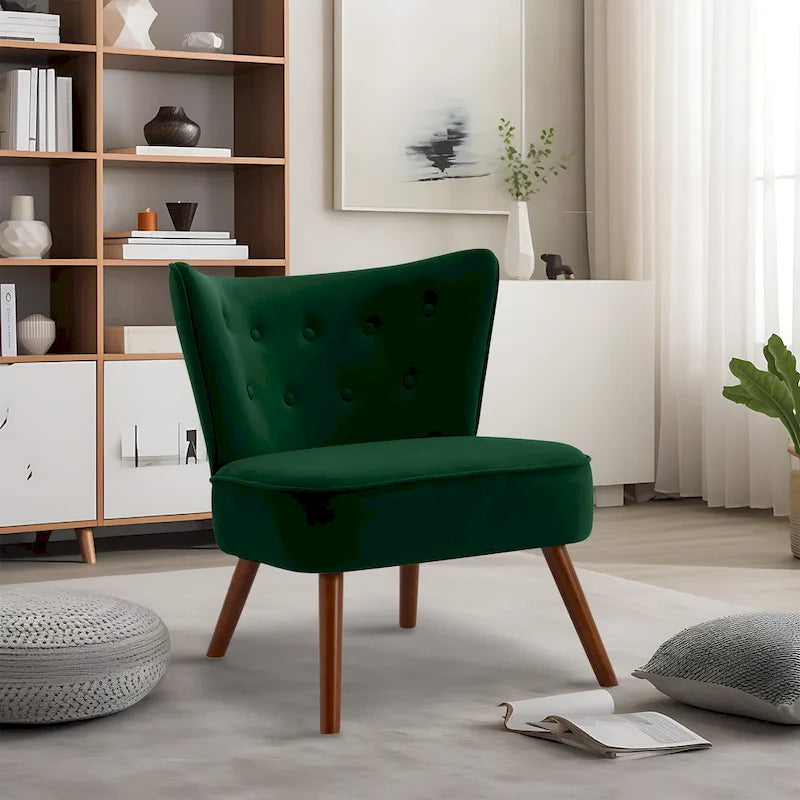 Tufted Velvet Accent Chair, Multi-Color, Single Seat