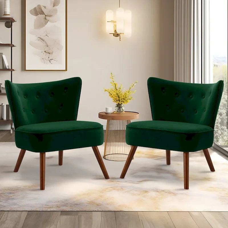 Tufted Velvet Accent Chair, Multi-Color, Single Seat