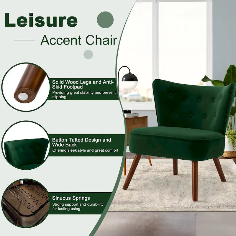 Tufted Velvet Accent Chair, Multi-Color, Single Seat
