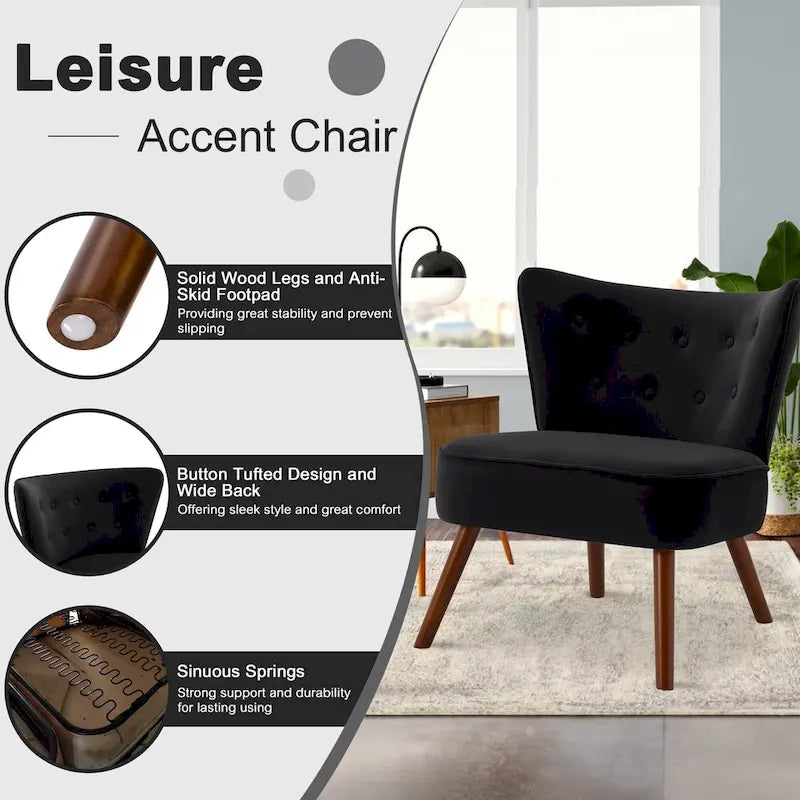 Tufted Velvet Accent Chair, Multi-Color, Single Seat