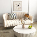 Velvet Tufted 2-Seater Loveseat with Metal Legs, Multiple Colors