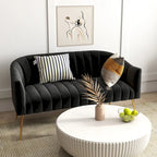 Velvet Tufted 2-Seater Loveseat with Metal Legs, Multiple Colors