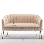 Velvet Tufted 2-Seater Loveseat with Metal Legs, Multiple Colors