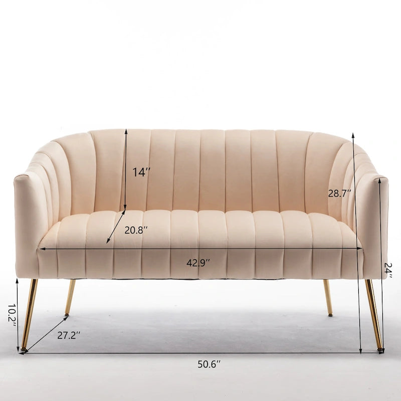 Velvet Tufted 2-Seater Loveseat with Metal Legs, Multiple Colors