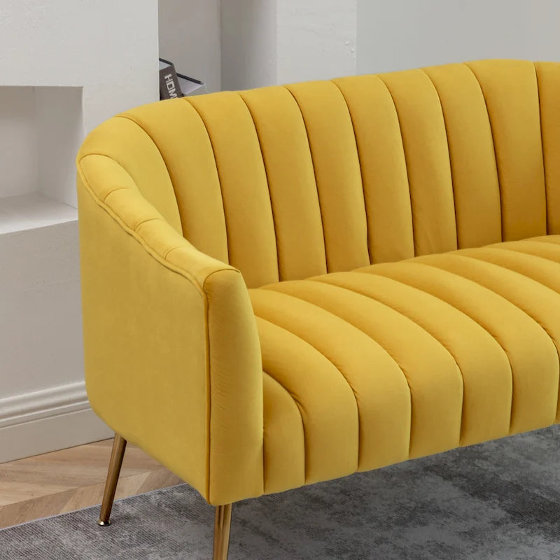 Velvet Tufted 2-Seater Loveseat with Metal Legs, Multiple Colors