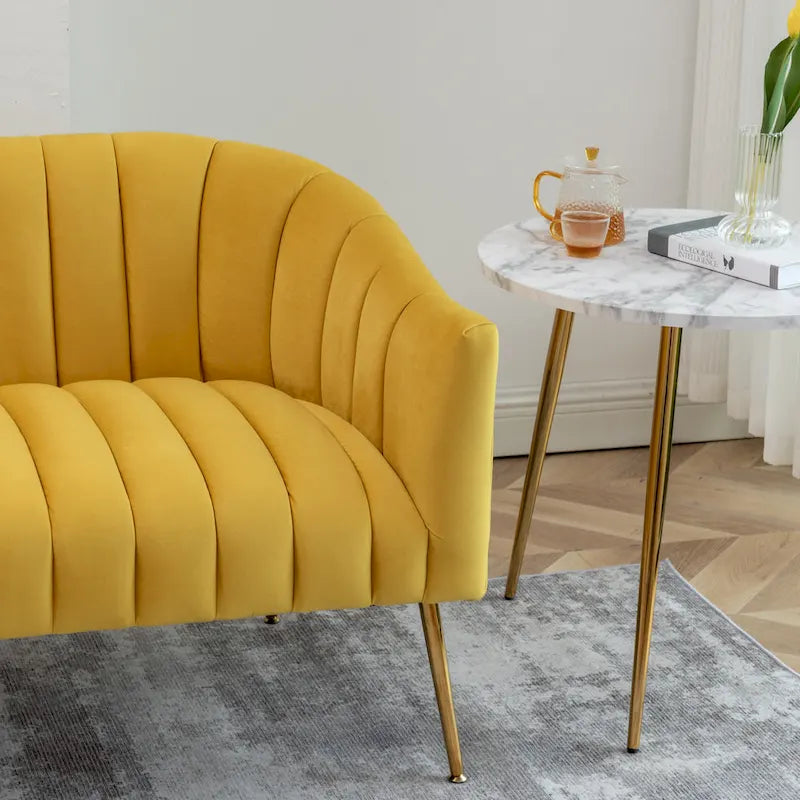 Velvet Tufted 2-Seater Loveseat with Metal Legs, Multiple Colors