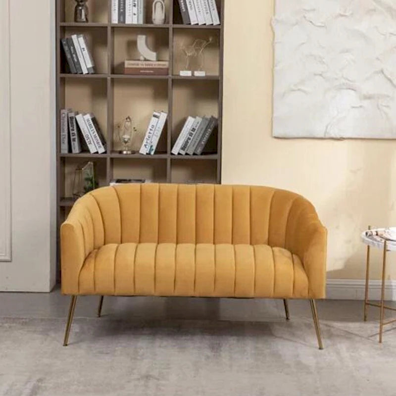 Velvet Tufted 2-Seater Loveseat with Metal Legs, Multiple Colors
