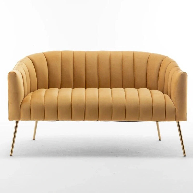 Velvet Tufted 2-Seater Loveseat with Metal Legs, Multiple Colors
