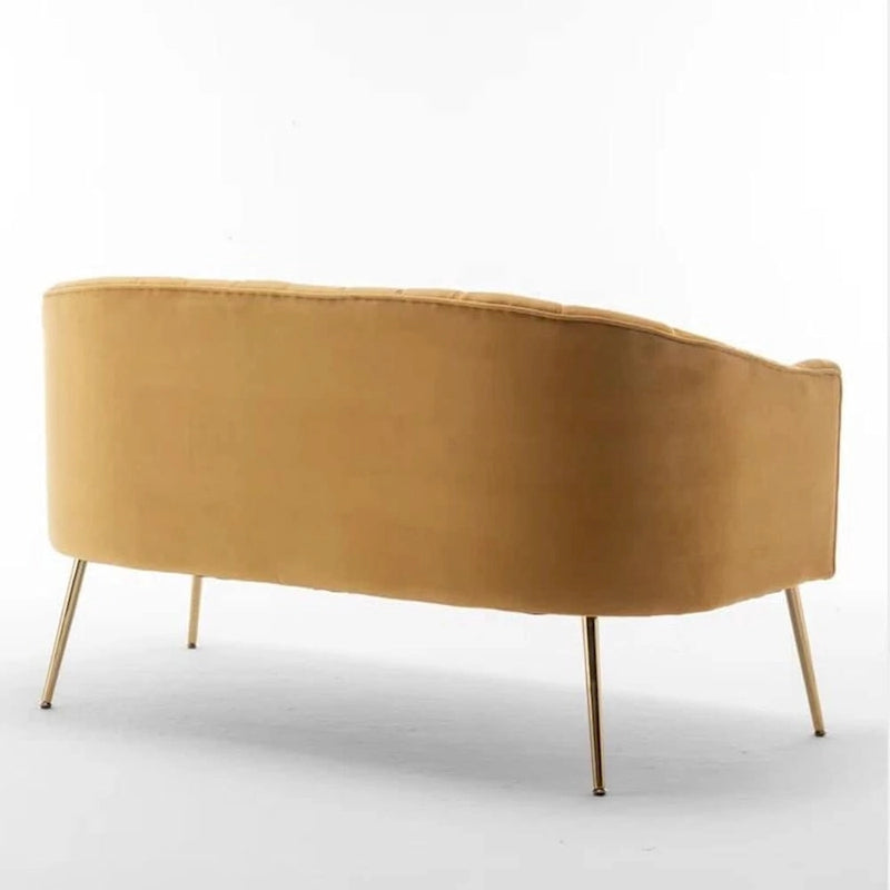 Velvet Tufted 2-Seater Loveseat with Metal Legs, Multiple Colors