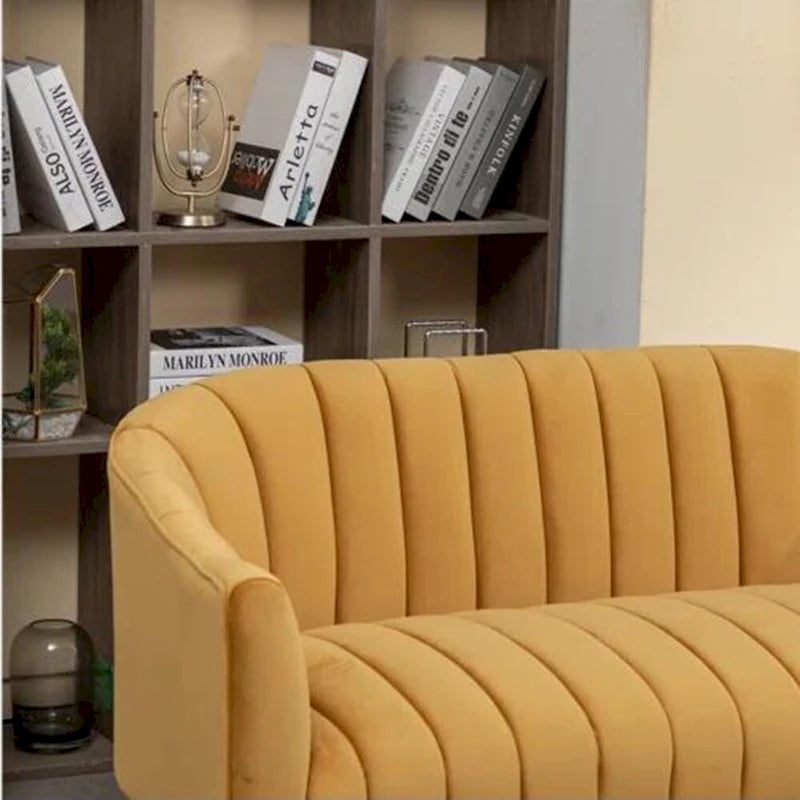 Velvet Tufted 2-Seater Loveseat with Metal Legs, Multiple Colors