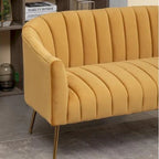 Velvet Tufted 2-Seater Loveseat with Metal Legs, Multiple Colors