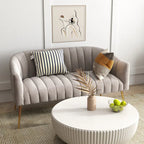 Velvet Tufted 2-Seater Loveseat with Metal Legs, Multiple Colors