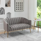 Velvet Tufted 2-Seater Loveseat with Metal Legs, Multiple Colors