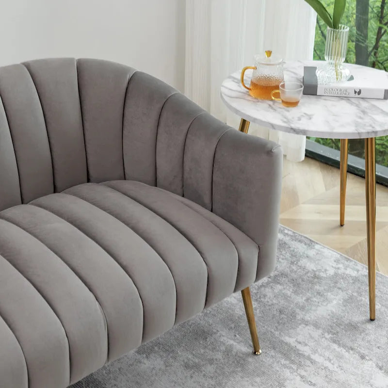 Velvet Tufted 2-Seater Loveseat with Metal Legs, Multiple Colors