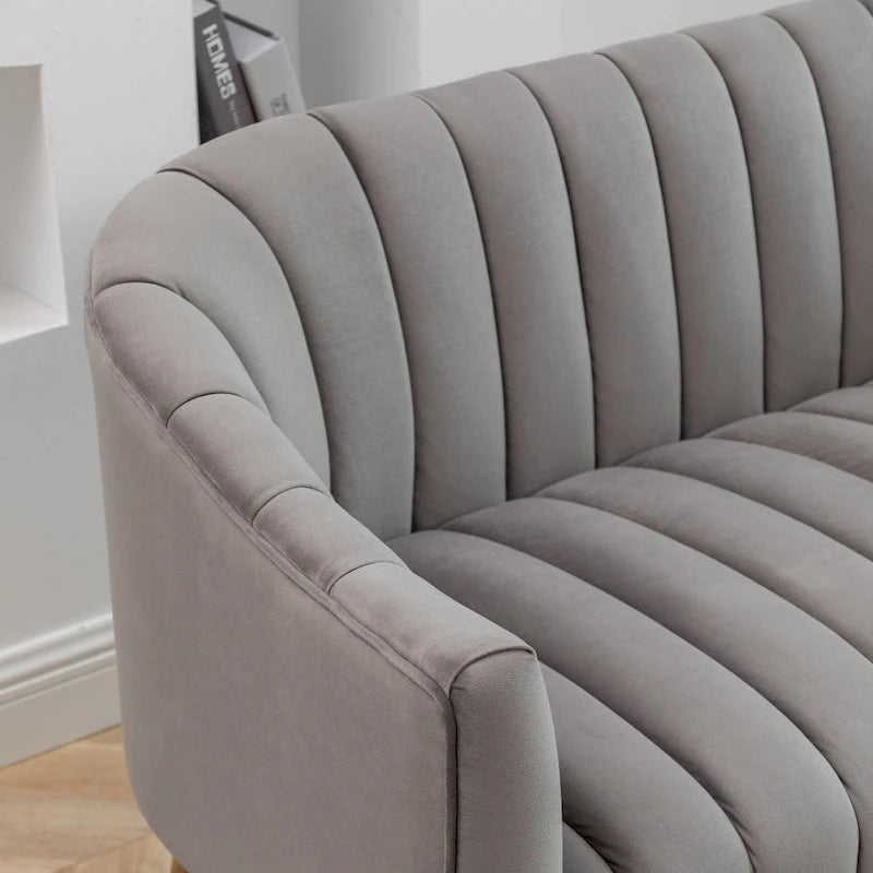 Velvet Tufted 2-Seater Loveseat with Metal Legs, Multiple Colors