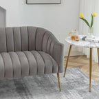 Velvet Tufted 2-Seater Loveseat with Metal Legs, Multiple Colors