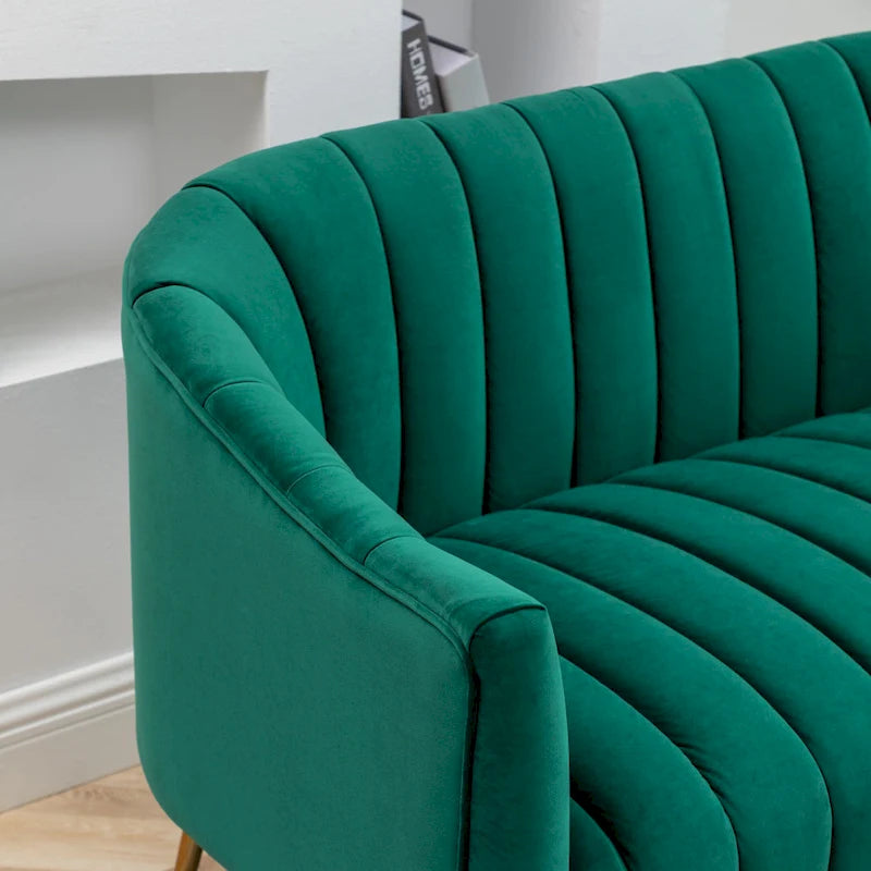 Velvet Tufted 2-Seater Loveseat with Metal Legs, Multiple Colors