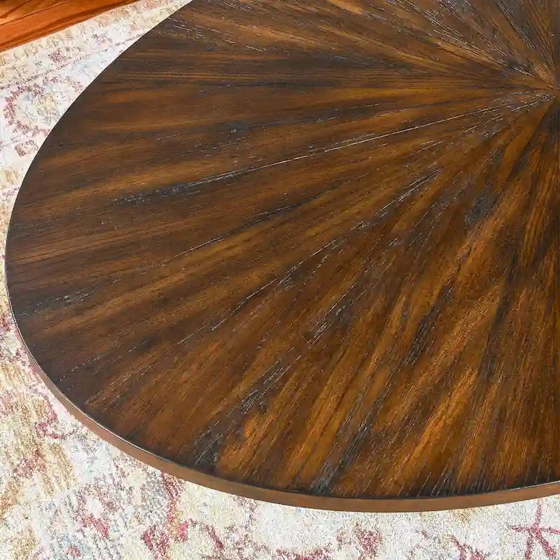 Oval Coffee Table, Black / Brown / Rustic Brown, Cross Metal Base
