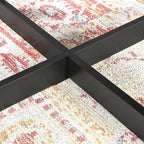 Oval Coffee Table, Black / Brown / Rustic Brown, Cross Metal Base