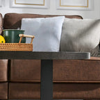 Oval Coffee Table, Black / Brown / Rustic Brown, Cross Metal Base