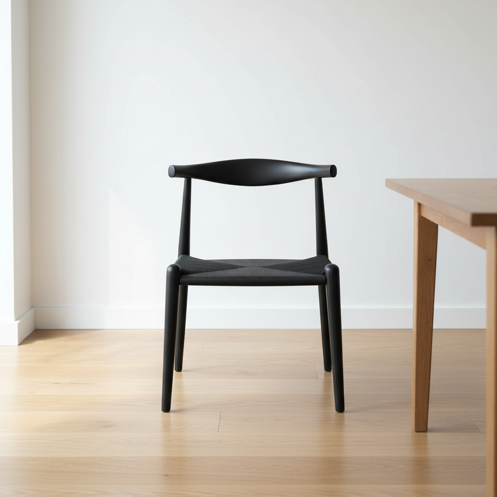 Natural/Black Papercord Dining Chair, Solid Ash Wood, 1-Seat