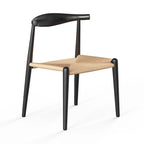 Natural/Black Papercord Dining Chair, Solid Ash Wood, 1-Seat