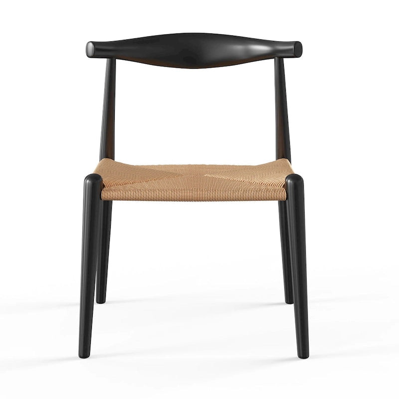 Natural/Black Papercord Dining Chair, Solid Ash Wood, 1-Seat