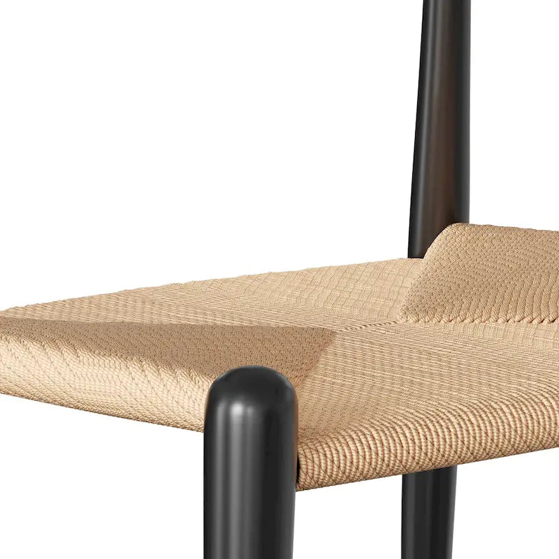 Natural/Black Papercord Dining Chair, Solid Ash Wood, 1-Seat