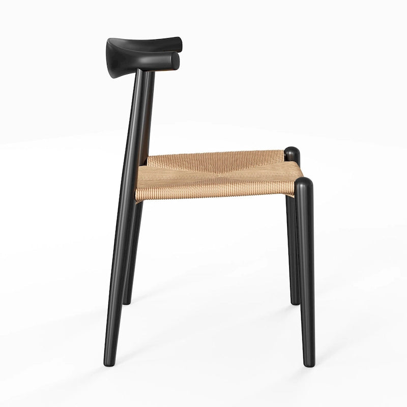 Natural/Black Papercord Dining Chair, Solid Ash Wood, 1-Seat
