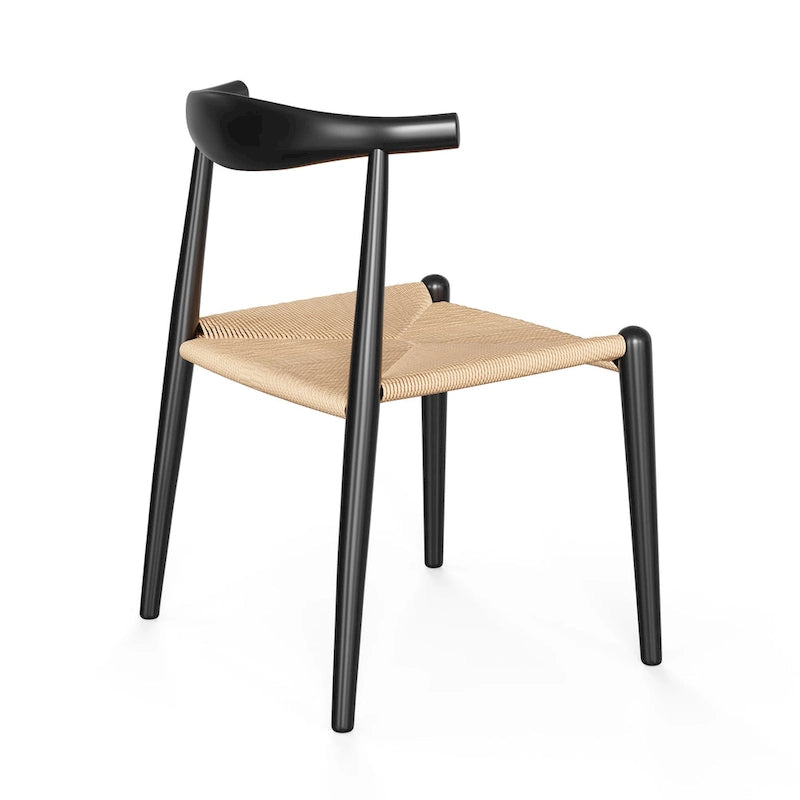 Natural/Black Papercord Dining Chair, Solid Ash Wood, 1-Seat
