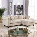Chesterfield Sofa, Beige/Grey, Linen, 1-Seat