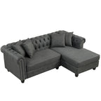 Chesterfield Sofa, Beige/Grey, Linen, 1-Seat