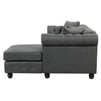 Chesterfield Sofa, Beige/Grey, Linen, 1-Seat