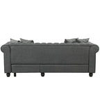 Chesterfield Sofa, Beige/Grey, Linen, 1-Seat