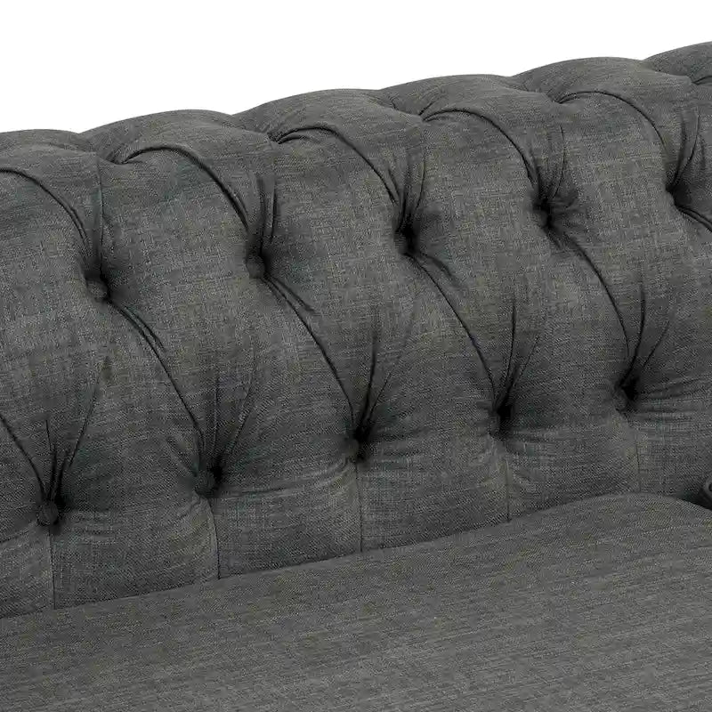 Chesterfield Sofa, Beige/Grey, Linen, 1-Seat