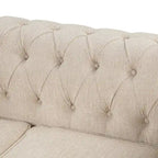 Chesterfield Sofa, Beige/Grey, Linen, 1-Seat