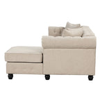 Chesterfield Sofa, Beige/Grey, Linen, 1-Seat