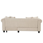 Chesterfield Sofa, Beige/Grey, Linen, 1-Seat